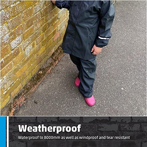 Fort - Kids Waterproof Trousers - Blue - Unisex - Utility - Mid Rise - 7-8 Years - Windproof Durable - Tear Resistant Waterproof - Hiking - Trouser