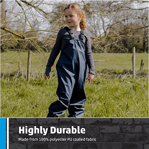 Fort - Splashflex Bib 'N' Brace - Navy & Green - Waterproof Kids Overalls - Adjustable Braces - Windproof - Bib And Brace Overalls - Waterproof Suits For Children