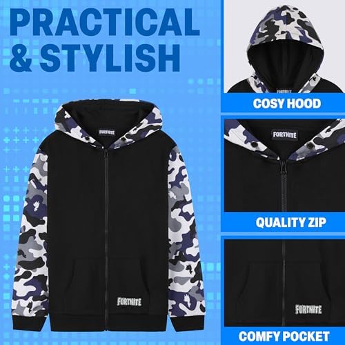 Fortnite Hoodie For Boys Teenagers Zip Up Jacket Warm Hooded Pullover Cosy Zipped Long Sleeve Gaming Sweater Casual Fashion Gaming Gifts For Boys