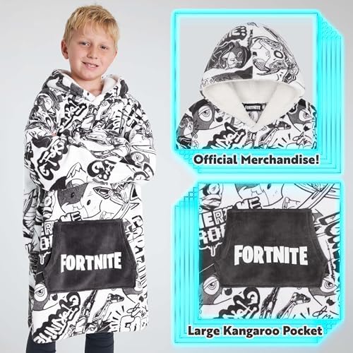 Fortnite Oversized Hoodie Blankets For Boys Fleece Extra Long Warm Wearable Hooded Poncho For Kids And Teens 14+ Gamers Gifts