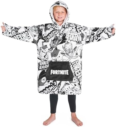 Fortnite Oversized Hoodie Blankets for Boys Fleece Extra Long Warm Wearable Hooded Poncho for Kids and Teens 14+ Gamers Gifts
