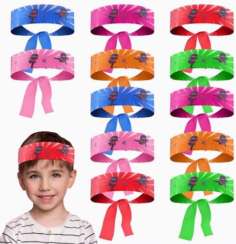 FOSFUKEER Pack of 24 Ninja Headbands for Party Birthday Decoration