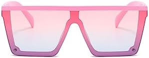 FOURCHEN Square Oversized Sunglasses For Girls Boys Fashion Flat Top Big Frame Shades Sunglasses For Kids