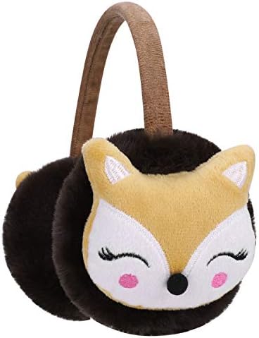 Fox Earmuffs Winter Warm Soft Ear Muffs for Kids - Cute Plush Fleece Children Earflaps Adjustable Ear Warmer Protection for Xmas Birthday Gift