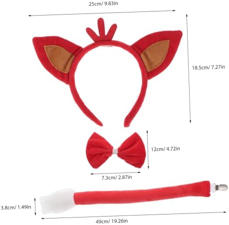 FRCOLOR Fox Headband And Ears Fox Tail Costume Fox Ears Headband Cute Animal Accessory Halloween Decoration Cosplay Plush Fox Ears And Tail Cartoon Party Headbands Red Polyester