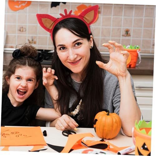 FRCOLOR Fox Headband And Ears Fox Tail Costume Fox Ears Headband Cute Animal Accessory Halloween Decoration Cosplay Plush Fox Ears And Tail Cartoon Party Headbands Red Polyester