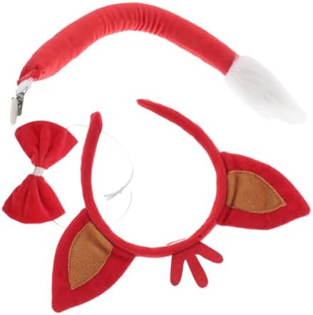FRCOLOR Fox Headband And Ears Fox Tail Costume Fox Ears Headband Cute Animal Accessory Halloween Decoration Cosplay Plush Fox Ears and Tail Cartoon Party Headbands Red Polyester