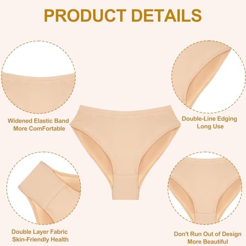 Fresilkora 3-Pack Girls Dance Underwear Nude Seamless Knickers For Ballet & Gymnastics Ballet Briefs Dance Pants High Cut Cotton Dancing Knickers For Beginner Girls - Skin Colour