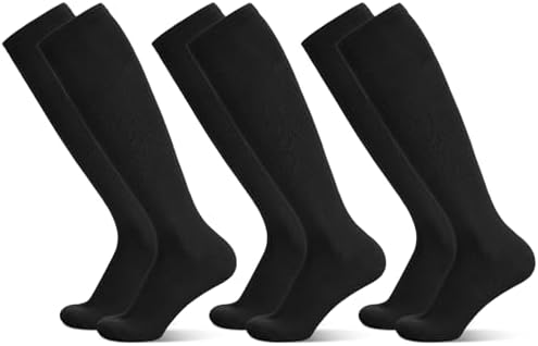 FRIUSATE 3 Pairs Kids Football Socks Black Children Football Socks Youth Soccer Socks Breathable Football Sport Socks for Boys Girls Junior Running Hockey Rugby(30-36)