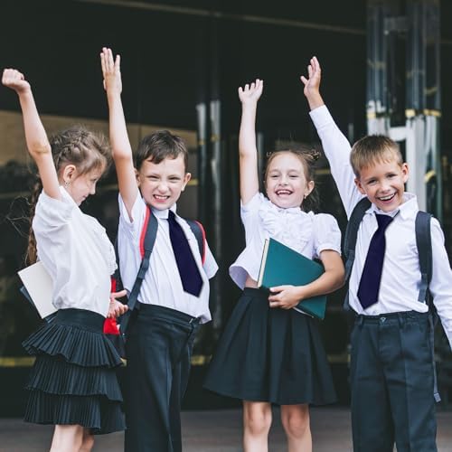 FUIPVGI 4 Pcs Pre-Tied Kids Necktie Boys' Elastic School Tie Kids Adjustable Necktie With Loop Boys Girls Formal Tie For Graduation School Uniforms Weddings Celebration Parties (Navy Blue)