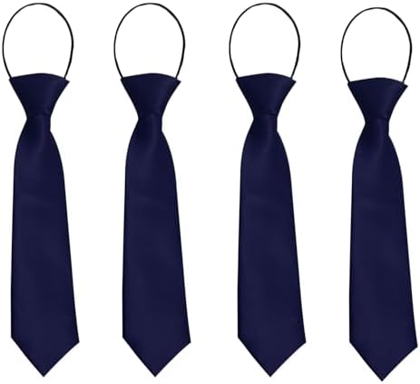 FUIPVGI 4 Pcs Pre-Tied Kids Necktie Boys' Elastic School Tie Kids Adjustable Necktie With Loop Boys Girls Formal Tie for Graduation School Uniforms Weddings Celebration Parties (Navy blue)