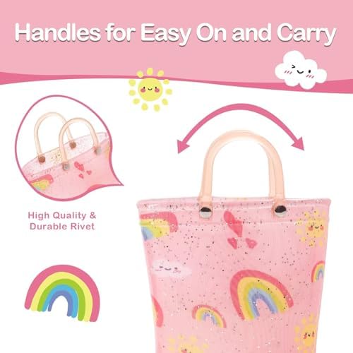 FUNCOO PLUS Girls Boys Wellies For Kids Unisex Toddler Wellingtons Boots Childrens Light Up Wellies Handle It Rain Boots