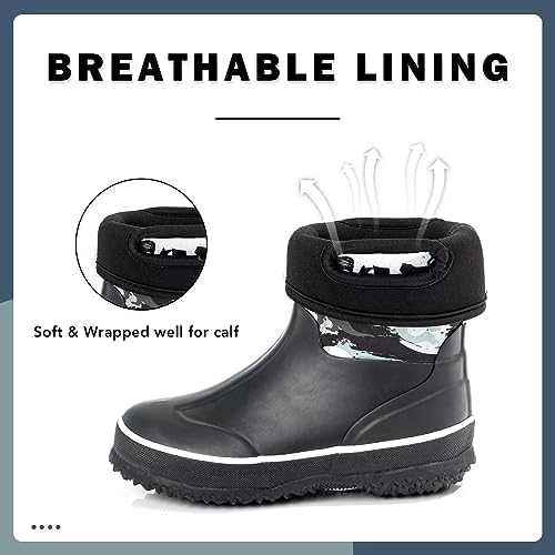 FUNCOO PLUS Kids Neoprene Rubber Wellies For Boys Girls Mud Wellies Boties Thermal Wellinton Wellies Rain Sanow Boot Soft Lined For Outdoors Walking Filed School