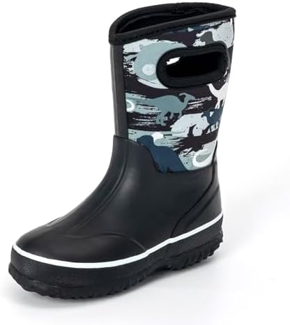 FUNCOO PLUS Kids Neoprene Rubber Wellies for Boys Girls Mud Wellies Boties Thermal Wellinton Wellies Rain Sanow Boot Soft Lined for Outdoors Walking Filed School