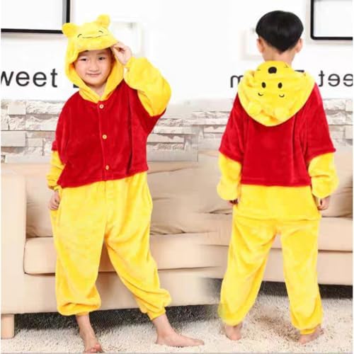 FunnyCos Unisex Kids Hooded Animal Onesie Supersoft Flannel Costume Pajamas Fancy Dress Playsuit Jumpsuit