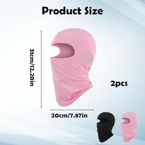 FveVqe 2 Pcs Thin Pink Balaclava Kids Windproof Ski Mask For Children Warmer Neck Kids Balaclava Helmet Hat For Cycling(Black And Pink)