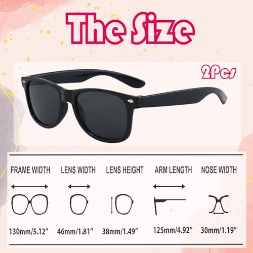 FveVqe 2Pcs Boys Sunglasses Age 6 Classic Style Retro Kids Black Sunglasses For Boys And Girls Age 3-10 Kids Beach School Shopping Party