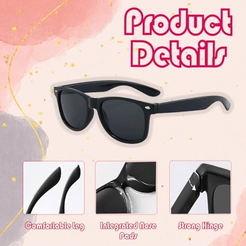 FveVqe 2Pcs Boys Sunglasses Age 6 Classic Style Retro Kids Black Sunglasses For Boys And Girls Age 3-10 Kids Beach School Shopping Party