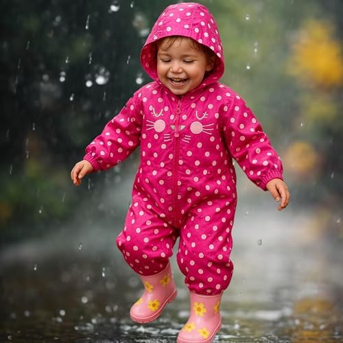 G5 APPAREL Kids Girls All-In-One Waterproof Rainsuit Toddlers Babies Outdoor Coverall Suit