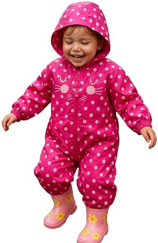 G5 APPAREL Kids Girls All-In-One Waterproof Rainsuit Toddlers Babies Outdoor Coverall Suit