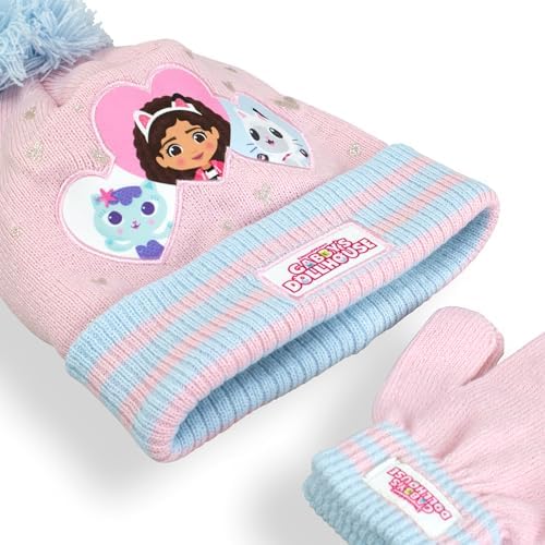 Gabby’s Dollhouse Hat And Glove Set For Girls Kids Winter Hat And Gloves Girls Beanie Official Gabbys Doll House Merchandise