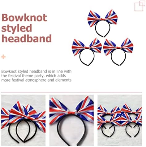 GANAZONO Usa Apparel 3 PCS Union Jack Headband England Flag Hairband British Headband Bowknot Headpiece Queens Platinum Jubilee Decorations 2022 Union Jack Party Supplies Satin Scrunchies