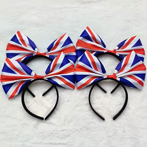 GANAZONO Usa Apparel 3 PCS Union Jack Headband England Flag Hairband British Headband Bowknot Headpiece Queens Platinum Jubilee Decorations 2022 Union Jack Party Supplies Satin Scrunchies
