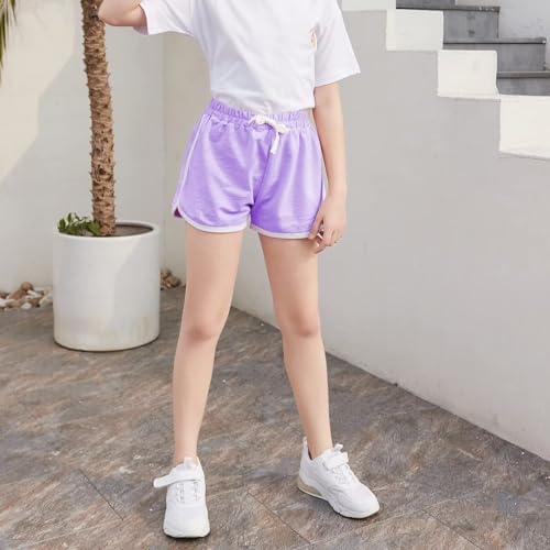 Gavena 3 Pack Girl Shorts Kids School PE Shorts Sport Athletic Summer Cotton Short Pants Dolphin Shorts For Little And Big Kids
