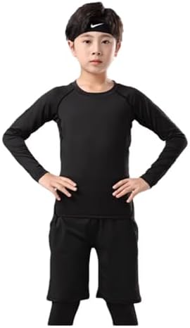Gavena Boys Thermal Compression Sets Kids Lined Base Layer Suits Winter Warm Underwear Kits Youth Fleece Athletic Tights & Top Sets