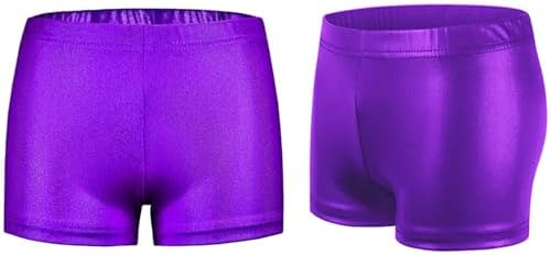Gavena Girls Dance Shorts Sparkle Gymnastic Shorts Children Athletic Tumbling Shorts Kids Hot Pants Bottoms 3-13 Years