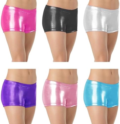 Gavena Girls Dance Shorts Sparkle Gymnastic Shorts Children Athletic Tumbling Shorts Kids Hot Pants Bottoms 3-13 Years