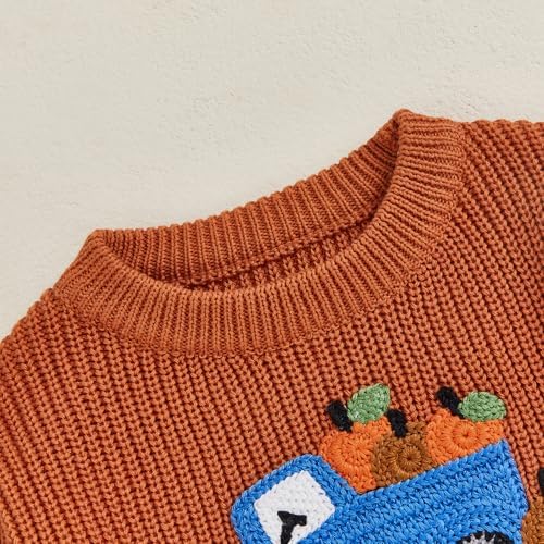 Geagodelia Little Halloween Kids Boy Sweater Warm Long Sleeve Knitted Letter Pumpkin Embroidery Knitwear Winter Sweatshirts Clothes Pullover Top