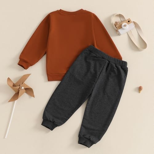 Geagodelia Toddler Baby Boys Fall Winter Outfits Long Sleeve Letters Print Sweatshirt Pullover T Shirt With Elastic Waist Sweatpants Tracksuit Sets 2Pcs Clothes For Little Boys (Maroon 4-5 Years)