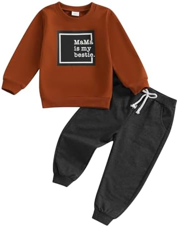 Geagodelia Toddler Baby Boys Fall Winter Outfits Long Sleeve Letters Print Sweatshirt Pullover T shirt with Elastic Waist Sweatpants Tracksuit Sets 2Pcs Clothes for Little Boys (Maroon 4-5 Years)