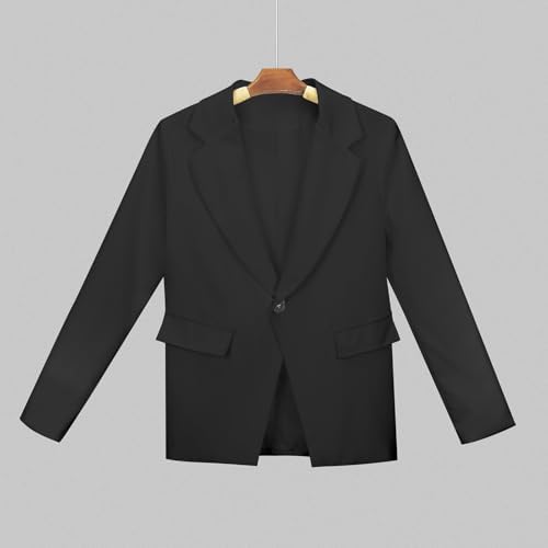 Generisch Black Down Jacket Women Girls Plain Formal Lapel Suit Coat Button Down Long Seelve Blazer Suit Jacket For Children Winter Jacket Children 92 Boys