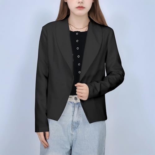 Generisch Top Teenage Girls Formal Jacket Solid Color Lapel Suit Open Front Long Sleeve Top For Kids Girls Size 5 14 Years 54 Minutes