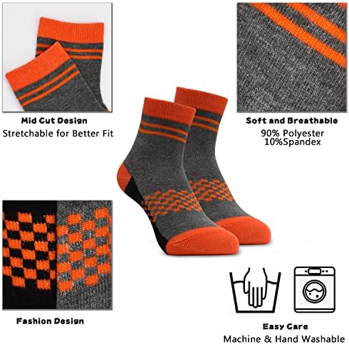 GENTABY Boys Crew Socks Novelty Plaid Kids Multiple Colour Elastic Mid Cut Toddler Socks Fashion Casual Breathable Boy Sport Socks 12 Pairs For 2-14 Years Children