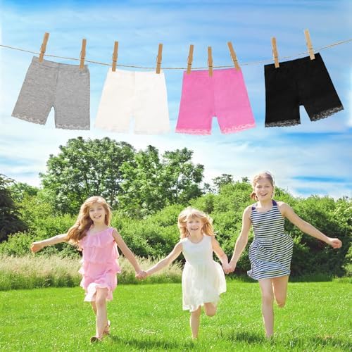 GENTABY Girls Dress Shorts Underskirts Safety Dance Black Cycling Bike Shorts 4 Pack Summer Lace 1-10 Years