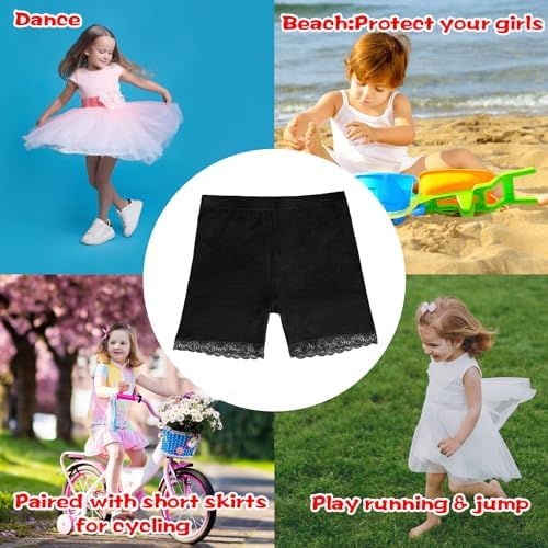 GENTABY Girls Dress Shorts Underskirts Safety Dance Black Cycling Bike Shorts 4 Pack Summer Lace 1-10 Years