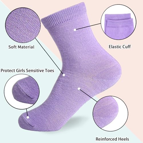 GENTABY Toddler Girls Socks Mid Cut Half Socks - 18 Pairs Kids Colorful Plain White Pink Socks Elasticity Socks 1-13 Years Breathable Socks