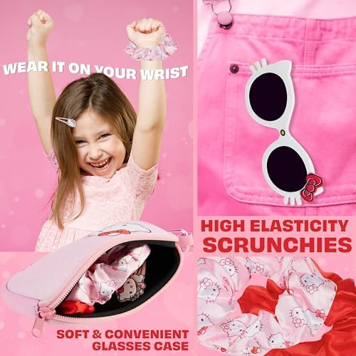 Get Trend Sunglasses And Hair Accessories Set For Girls With Clips Scrunchie Carry Case 100% UV Protection Sunglasses For Travel Holidays Days Out Girls Gifts