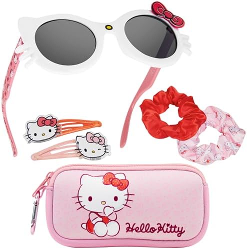 Get Trend Sunglasses and Hair Accessories Set for Girls With Clips Scrunchie Carry Case 100% UV Protection Sunglasses for Travel Holidays Days Out Girls Gifts