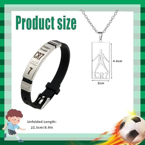 GETFACAI 2 PCS Boys Necklace Kids Football Necklace Football Bracelets For Boys Unisex Bracelet Pendant Necklace Set Adjustable Bracelet Gift Sets For Suitable For Friends Relatives Gifts