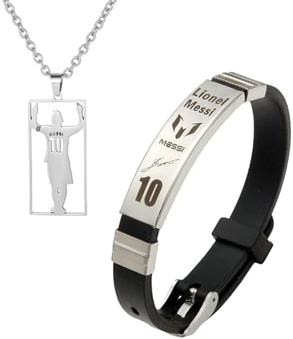 GETFACAI Messi10 Football Star Bracelet Football Necklace Boys Necklace Kids Football Stuff Stuff for Boys Adjustable Football Gifts Sets Suitable for Kids Friends Soccer Fans Gifts