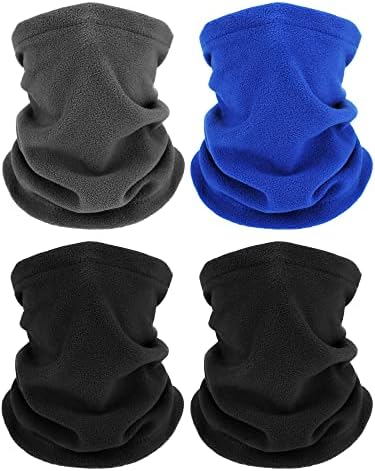 Geyoga 4 Pcs Kids Neck Warmers Winter Neck Gaiter Fleece Face Cover Ski Mask