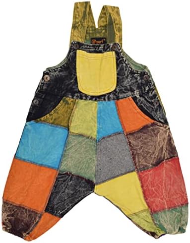 Gheri Kids Colorful Patchwork Cotton Harem Dungarees