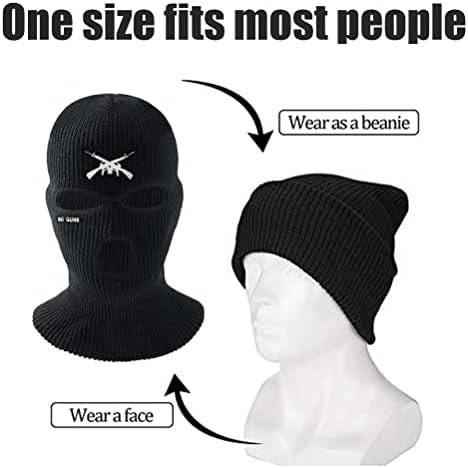 Ghzste Unisex 3 Hole Full Face Ski Mask Knitted Winter Balaclava Cover For Outdoor Sports For Men And Women (dark Green)