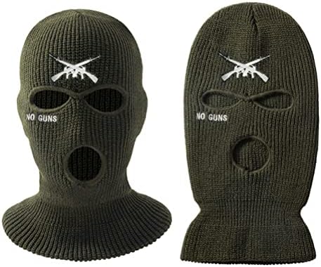 Ghzste Unisex 3 Hole Full Face Ski Mask Knitted Winter Balaclava Cover for Outdoor Sports for Men and Women (dark green)