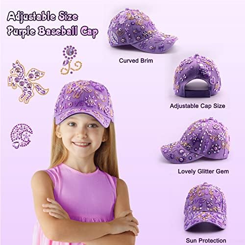Gifts For Girls 5 6 7 8 9 10 Year Olds DIY Baseball Cap Christmas Birthday Gifts Presents For Girls Age 4-11 Decorate Your Own Baseball Cap Gem Stickers Girl Toy Craft Kit Outdoor Sun Hat