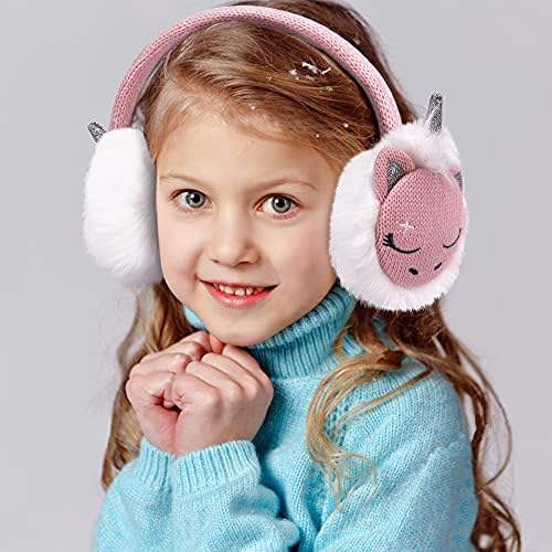 Gifts Treat Girls Ear Muffs Knit Earmuffs Unicorn Kids Cute Cartoon Knitted Earmuffs Winter Ear Warmer-Gifts For Girls